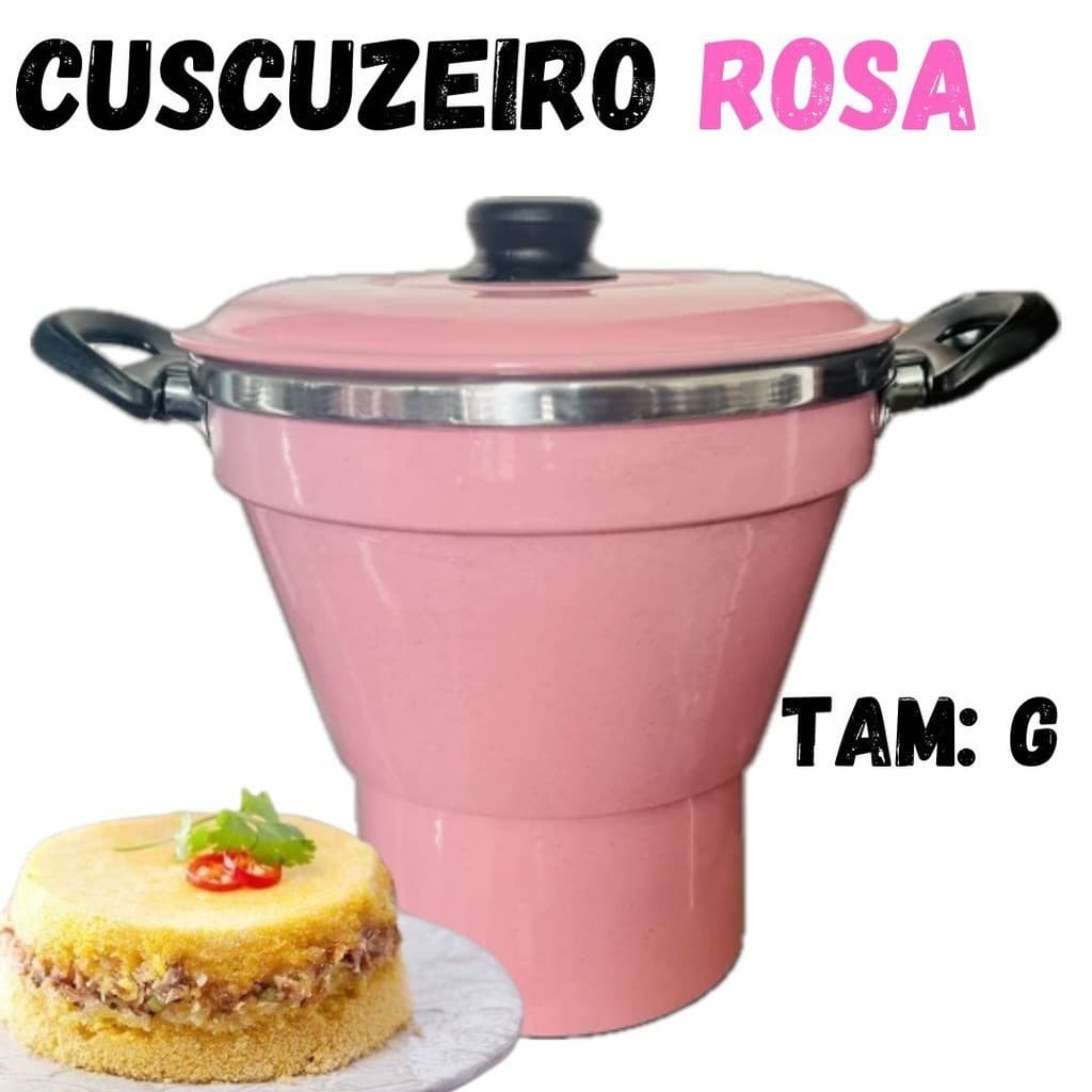 Cuscuzeiro GRANDE Aluminio Na Cor ROSA TAMANHO G Nº18  Cuscuz Nordestino