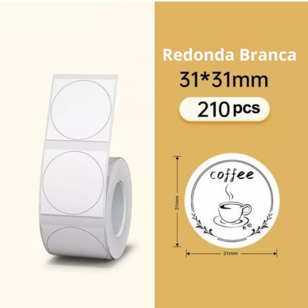 1 Rolo Etiqueta Niimbot Redonda Branca 31x31mm (210un)