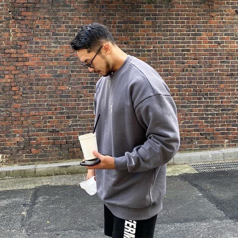 Esportes de manga comprida masculino solto moletom de Fitness musculação Base roupas ins Street Wear equipamento de basq