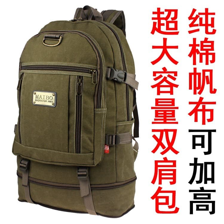 Expansível 60L engrossado lona mochila masculina viagem montanhismo trabalhando durável mochila ferramenta masculina sac