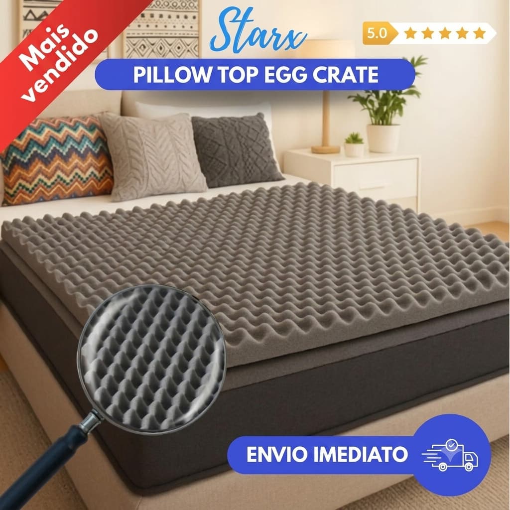 Pillow Top Massageador Colchonete Caixa De Ovo Casca Anti-escaras 6 cm