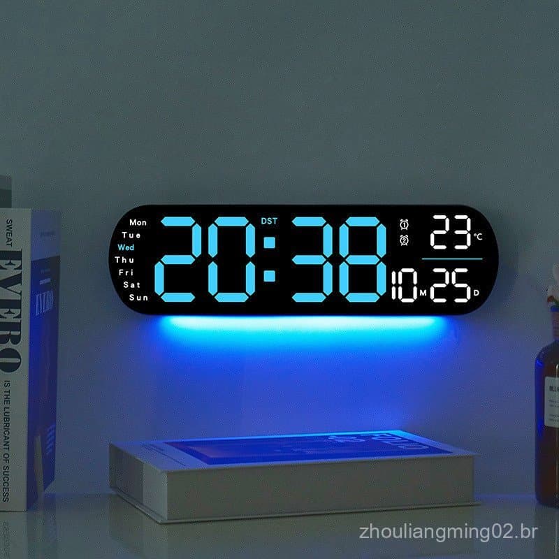 Relógio de parede criativo e inovador, relógio multifuncional para sala de estar, relógio digital LED com tela grande, a
