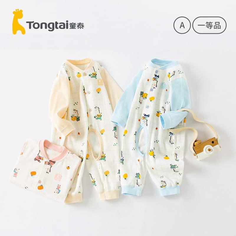 Tongtai macacão de bebê primavera outono roupas de algodão puro roupas de primavera bebê manga comprida pijamas macacão