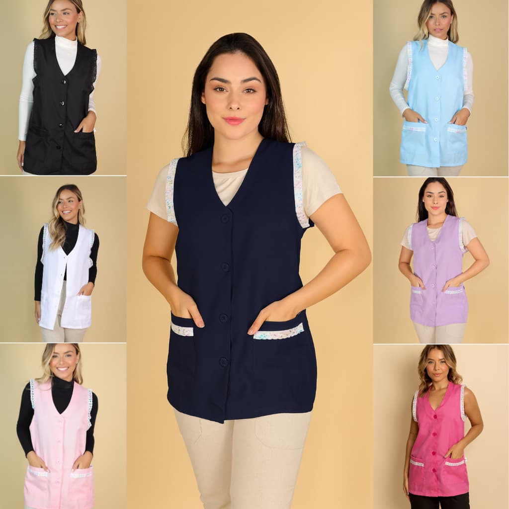 Bata Professora Avental Jaleco com lese colorido
