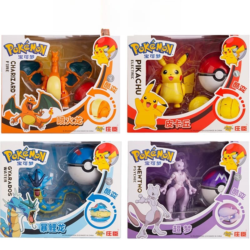 Figuras Genuínas de Pokémon, Caixa Original, Brinquedo de Deformação, Figura de Anime, Pikachu, Charizard, Greninja, Mod