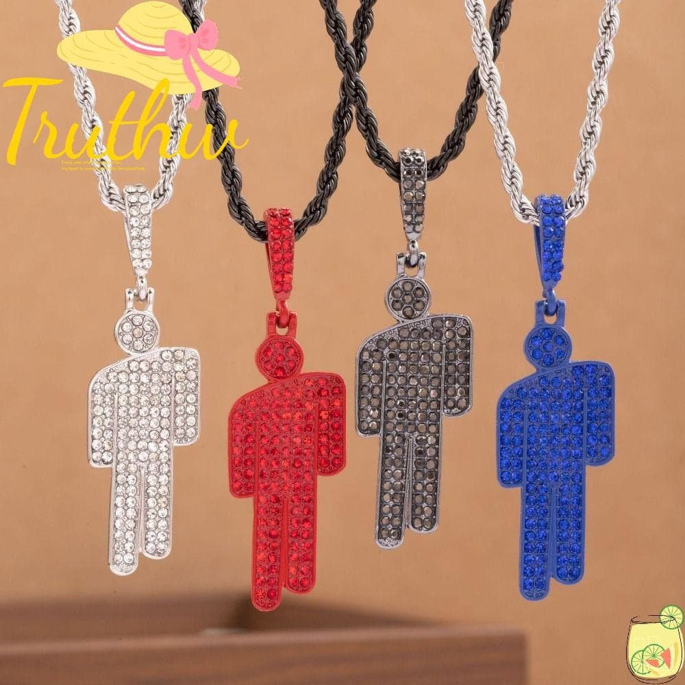 Pingente TRUTHW Little Man , De Colar De Luxo Strass De Desenho Animado De Cabeça Torta Moderna