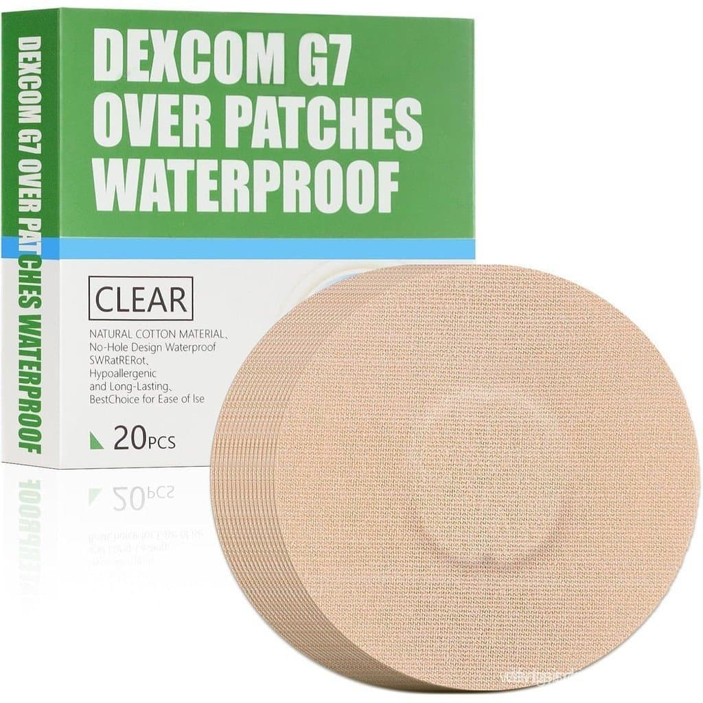 20 pacotes de adesivos impermeáveis adequados para Dexcom g7, adesivos para sensores CGM. |       Parte central sem cola