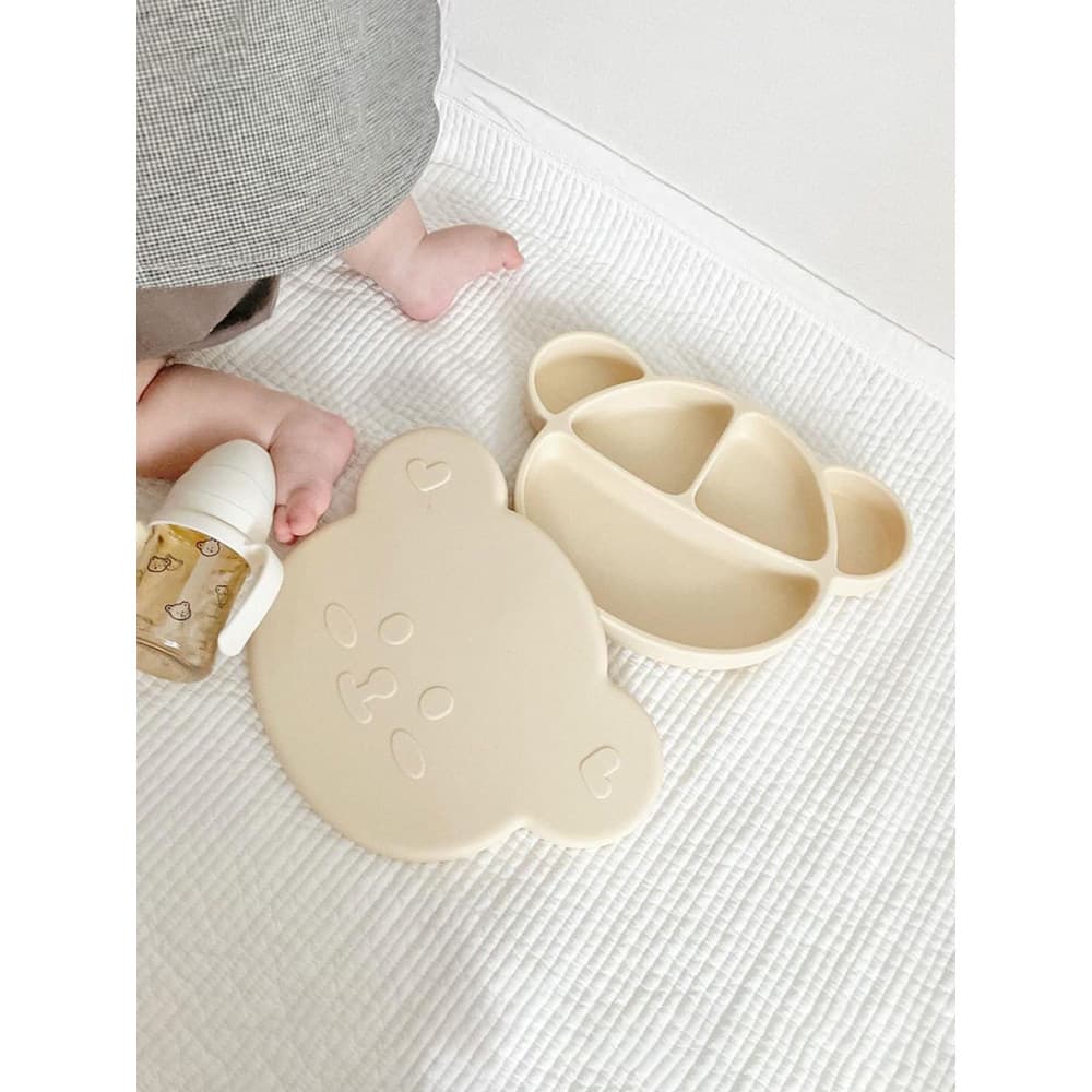 Kit talher silicone bebê Tigela bebê alimentação complementar Prato infantil com ventosa Prato de jantar para bebês esti