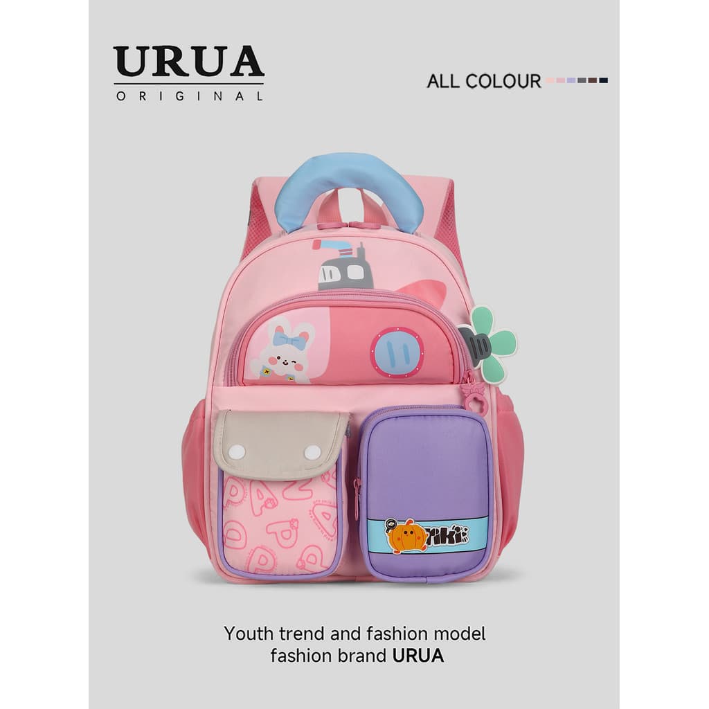 URUA bonito dos desenhos animados crianças mochila passeio pequena mochila 3-6 anos de idade leve redução de carga mochi