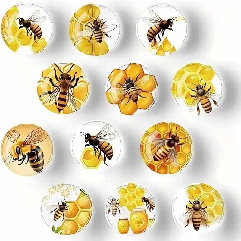Mel tempo único Gem cristal vidro macio magnético geladeira adesivos decorativos dos desenhos animados favo de mel abelh