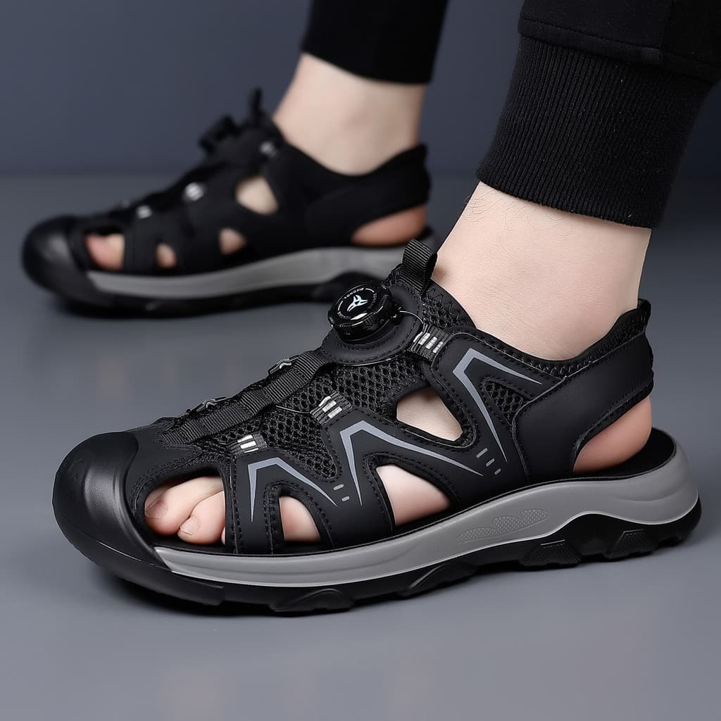 Baotou sandálias masculinas verão respirável antiderrapante sola macia sapatos de praia ao ar livre 2026 novo estilo con