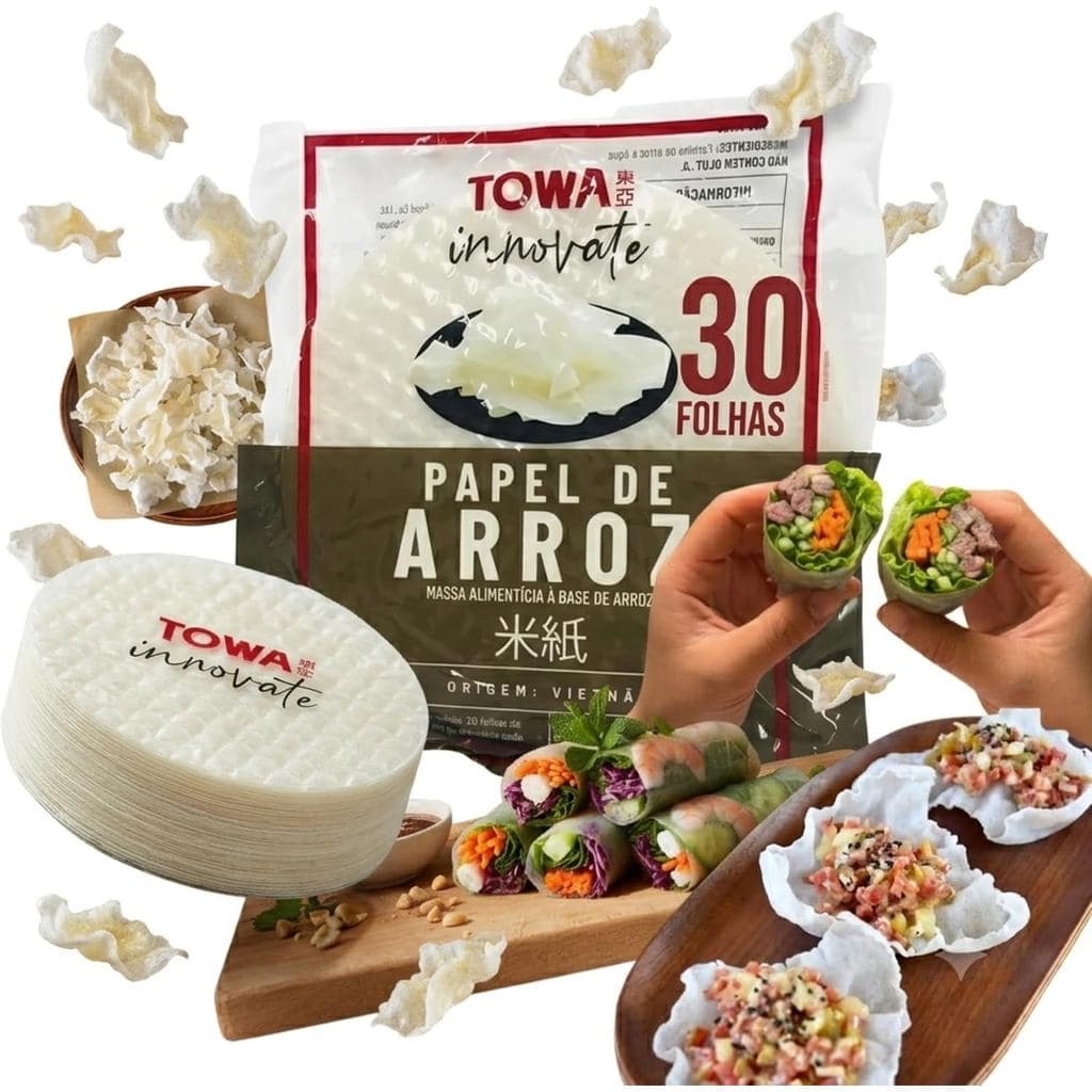 Papel De Arroz 30 Folhas Vegano Para Rolinho Primavera Harumaki Spring Rolls Rice Paper Sem Glúten