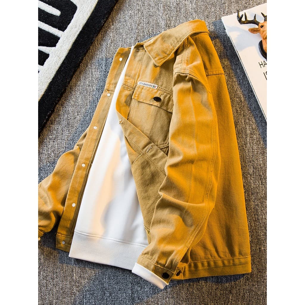 HPCP Ami Khaki Retro Tooling Denim Jaqueta Masculina Primavera Estilo Japonês High-End Street Wear Ruffian Bonito Jaquet