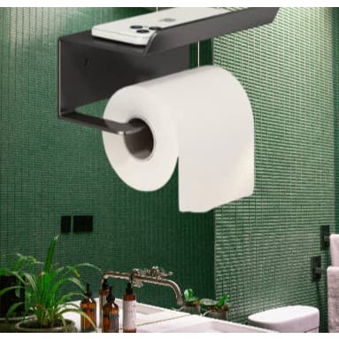 Porta Papel Higiênico Inox Suporte Banheiro Organizador Rolos Apoio Celular Gancho Toalha Porta