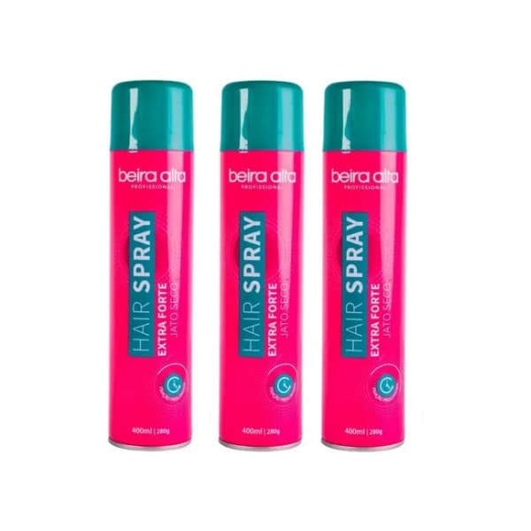 Kit 3 Hair Spray Fixador Extra Forte Jato Seco 400ml Beira Alta