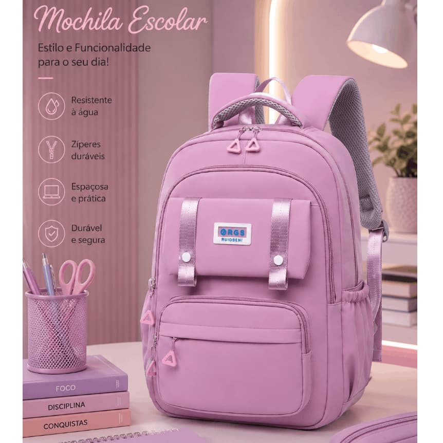 Mochila Bolsa Feminino Faculdade Trabalho Escola Impermeavel Reforçada Notbook 6010