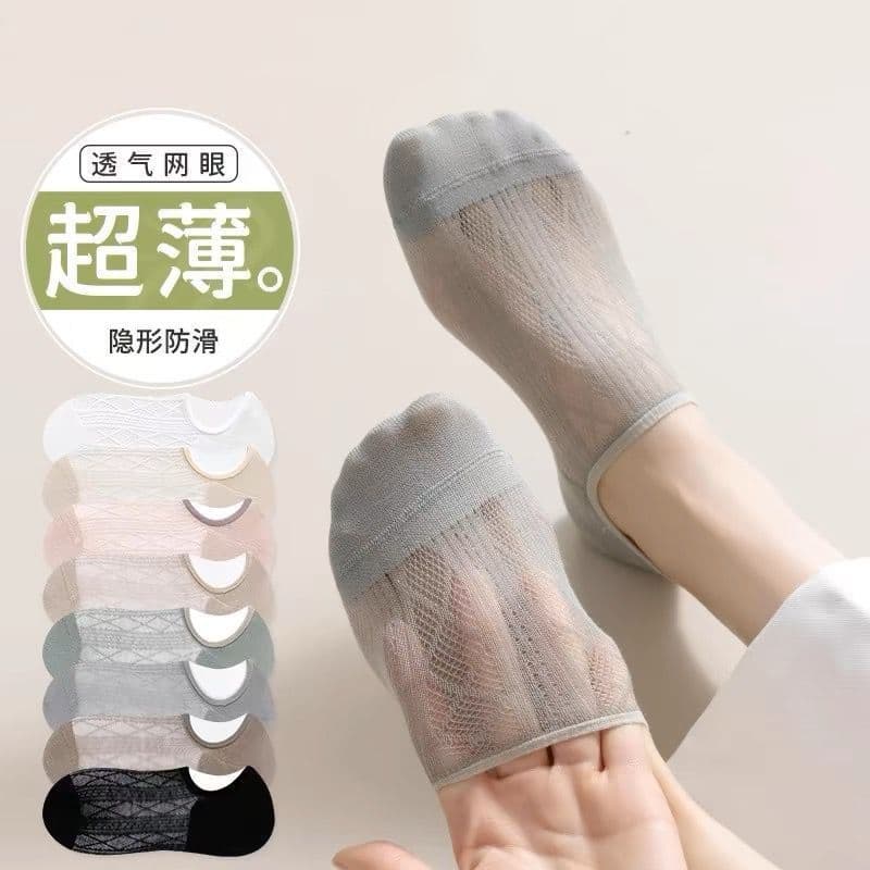 Meias femininas meias femininas absorventes de suor verão Ultra-fino respirável boca rasa de malha respirável meia