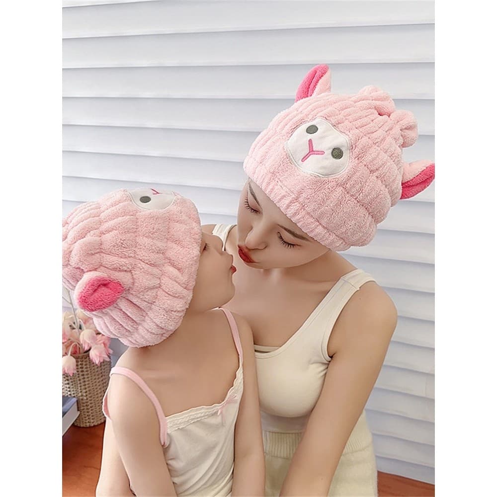 2 tampas de secagem de cabelo engrossado Super absorvente de secagem rápida lenço limpar toalha de cabelo feminino crian