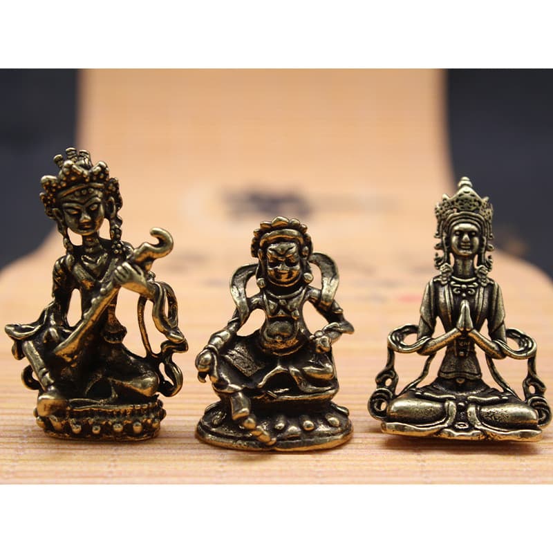Mini Estátua de Buda Guanyin em Latão Sólido, Ornamento para Mesa de Chá, Decoração de Mesa para Casa, Item de Artesanat