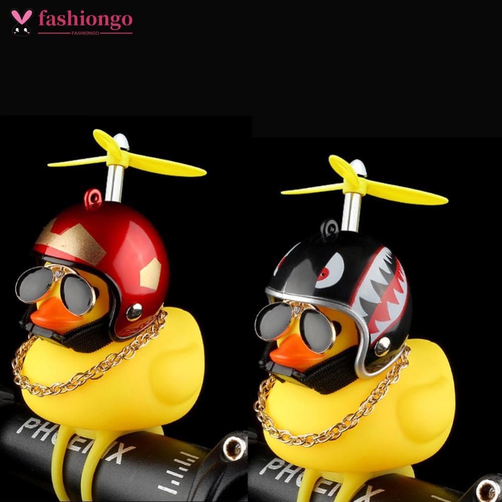 FASHIONGO Pato Em Pé Com Capacete Vento Quebrado Pequeno Amarelo Bicicleta De Estrada Do Motor Equitação Ciclismo Acessó
