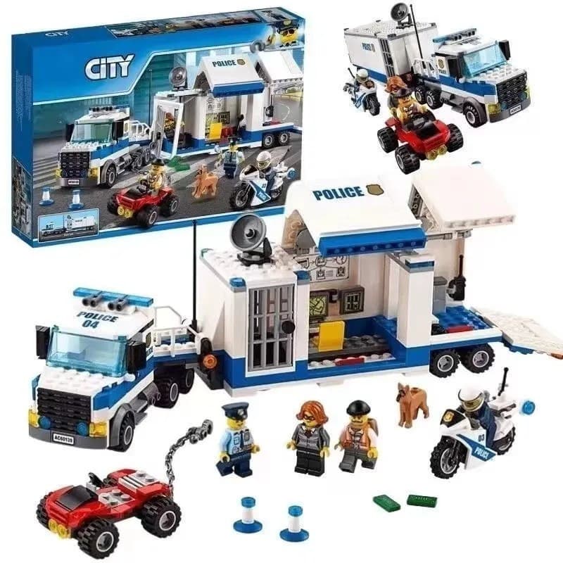Brinquedo Compatível Com Blocos De Construção De Avião Centro De Comando Móvel Lego City Police