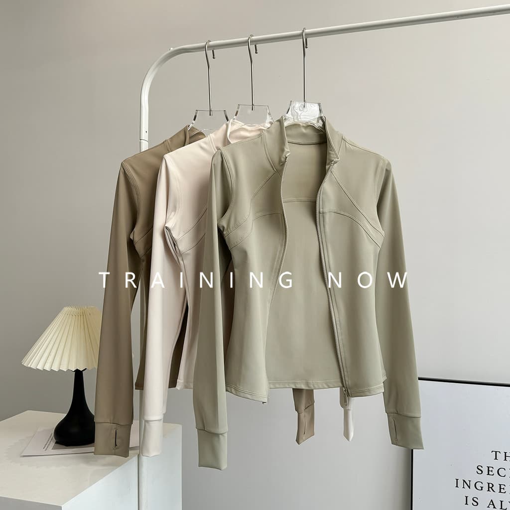 Roupas de Yoga femininas estilo outono jaqueta com zíper esportes topo fino-ajuste de manga comprida exterior Wear corre