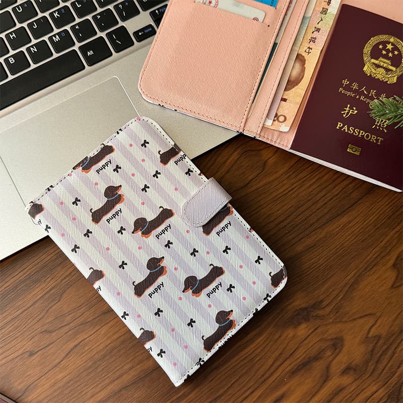 Original roxo salsicha documento saco passaporte caso protetor Multi-função titular do cartão viajar no exterior portáti
