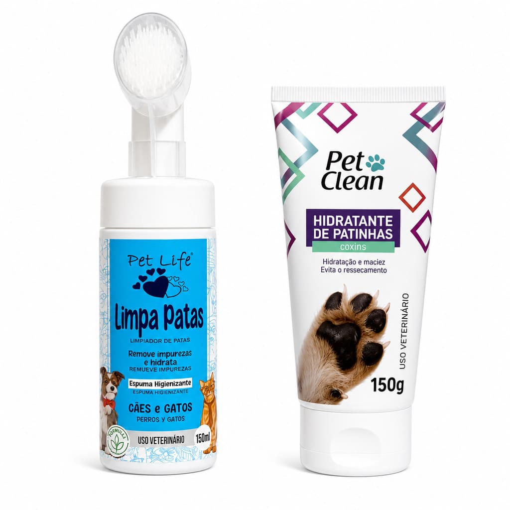 Kit Pet Life Limpa Patas 150ml + Hidratante Pet Clean 150g