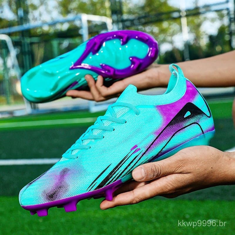 Chuteiras de Futebol Estilo Tênis para Homens, Design FG, Calce e Descalce Rapidamente