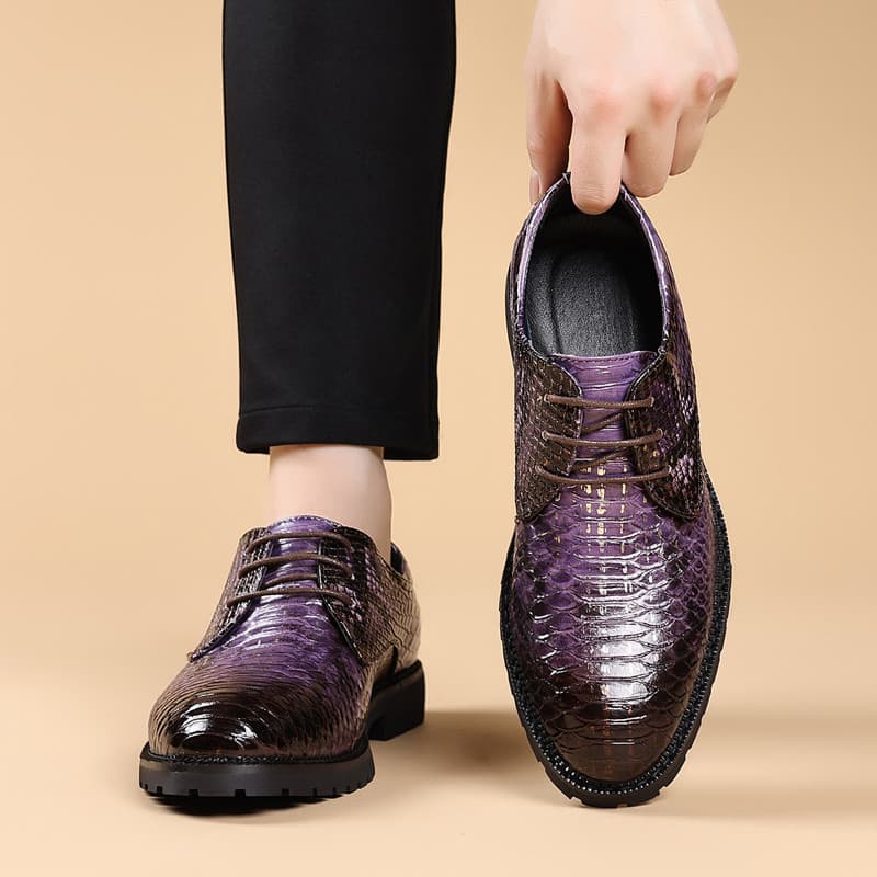 High-End Python padrão tecido sapatos de couro casuais masculino negócios Formal Wear estilo britânico Commuter aumentan