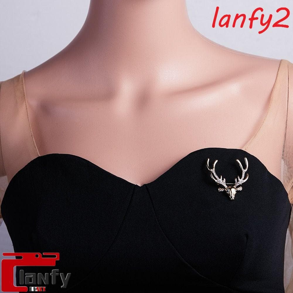 LANFY Broche De Cabeça De Alce , Emblema De Natal De Strass Animal , Alfinetes De Roupas De Liga Crachá Metal De Cervo A