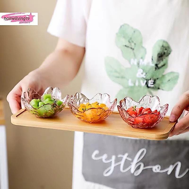 HOM Pequeno Prato De Vidro Estilo Japonês Ouro Incrustação Tigela Molho Mini Sorvete Frutas Sala Quente