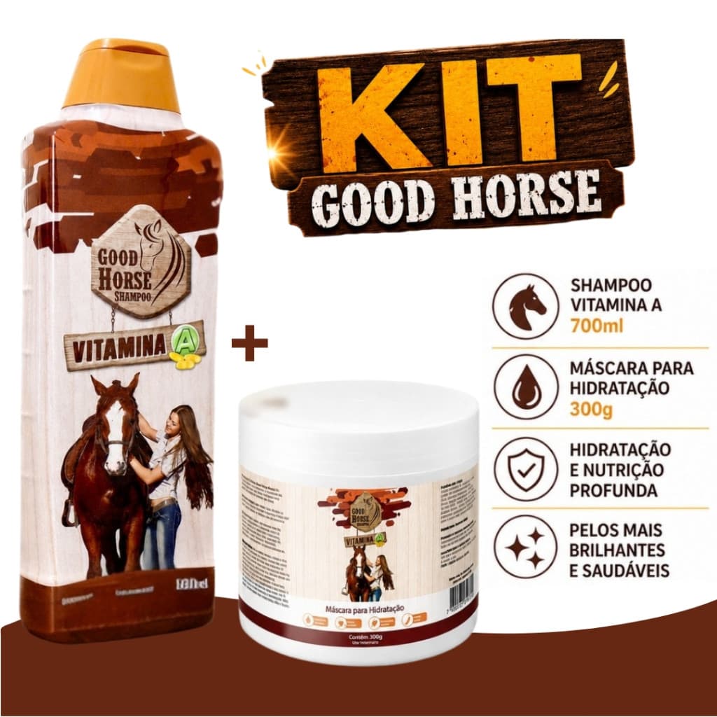 Kit Shampoo e Máscara de Hidratação Cavalo Good Horse Vitamina A