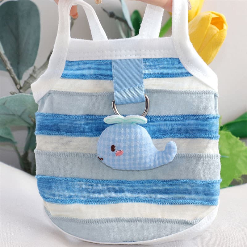 Colete para cães compatível com coleira, colete para animais de estimação com estampa de peixe fofo, roupa de verão esti