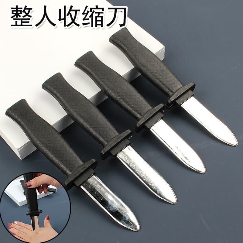 Brinquedo engraçado para gatos, faca encolhível, brinquedo manipulativo, baioneta retrátil, faca falsa, adereços de dese
