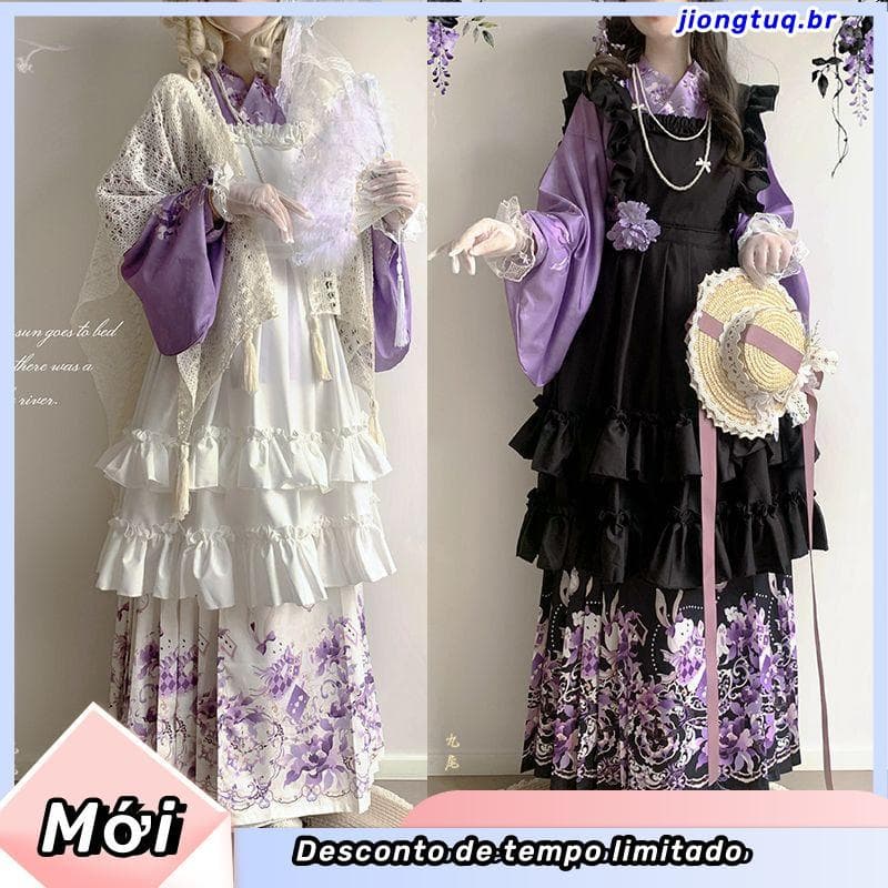Baili Mingqing Alice Hanyang Eclectic Feito Gola Cruzada Mangas Pipa Capa de Lã Rosto de Cavalo Lolita Outono Inverno