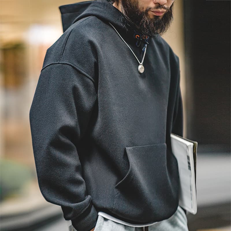 Moderno ferramentas tio Fu americano Casual pesado lã com capuz moletom perfil tamanho grande solto pulôver masculino ou
