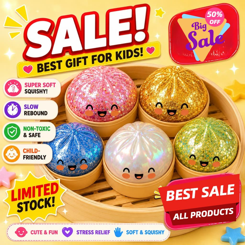 8,5cm/5cm Squishy Glitter Dumpling Simulação Alívio Do Estresse Para Brinquedo Infantil