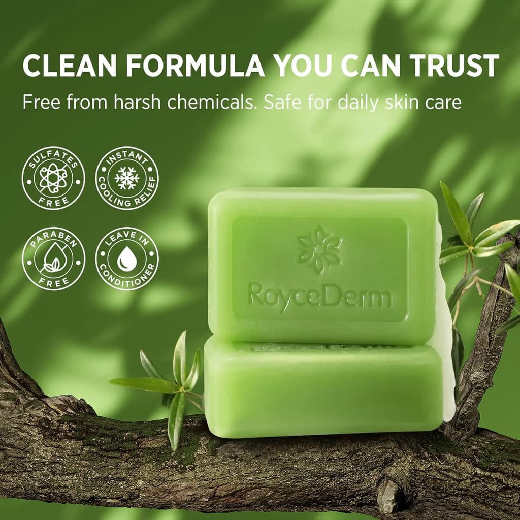Sabonete Antifúngico e Antibacteriano de Tea Tree Roycederm para Cuidados Faciais e Corporais, Sabonete Suave para o Cor