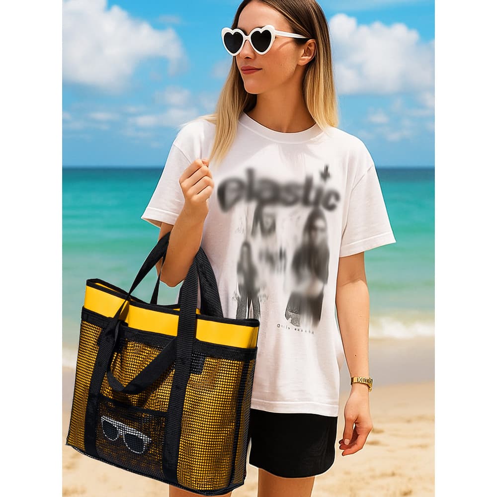 Bolsa de praia dois em um, bolsa principal à prova d'água, malha molhada, separação seca e molhada, bolsa de armazenamen