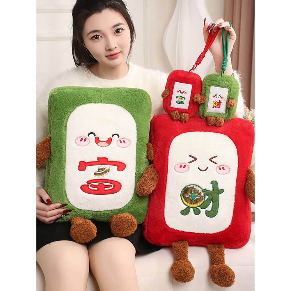 Divertido Emoticon Mahjong fortuna personagem travesseiro almofada carro atmosfera festiva criativo travesseiro saco pin
