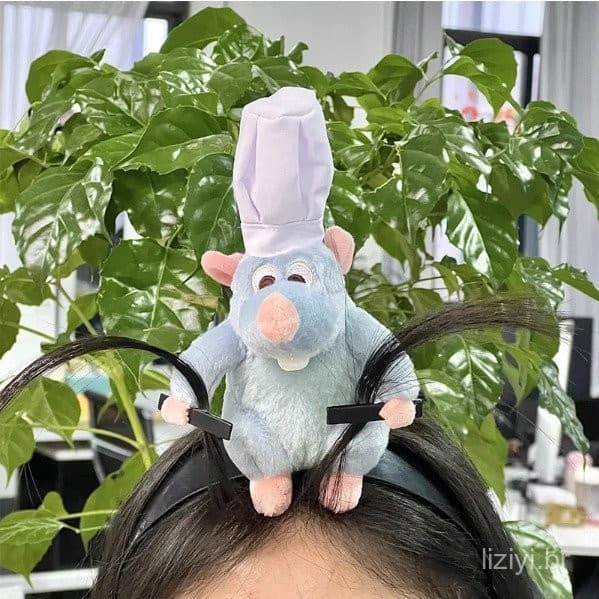 Cozinhar Mouse Lang faixa de cabelo boneca de pelúcia lenço francês grampo de cabelo de aba larga foto estilista de cabe