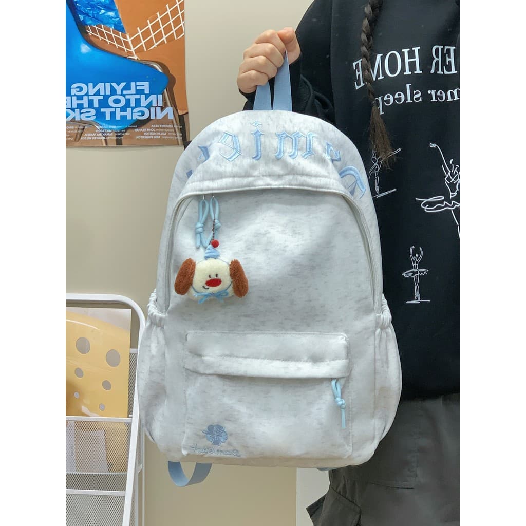 Mochila escolar estudante do ensino médio feminino simples All-Match bordado mochila do ensino médio Commuter leve japon