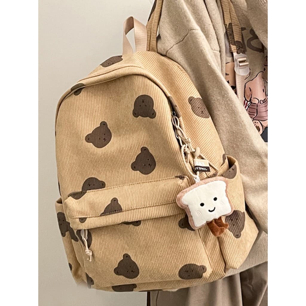 Novo estilo veludo urso mochila bonito dos desenhos animados saco de escola primária Retro simples leve mochila de grand