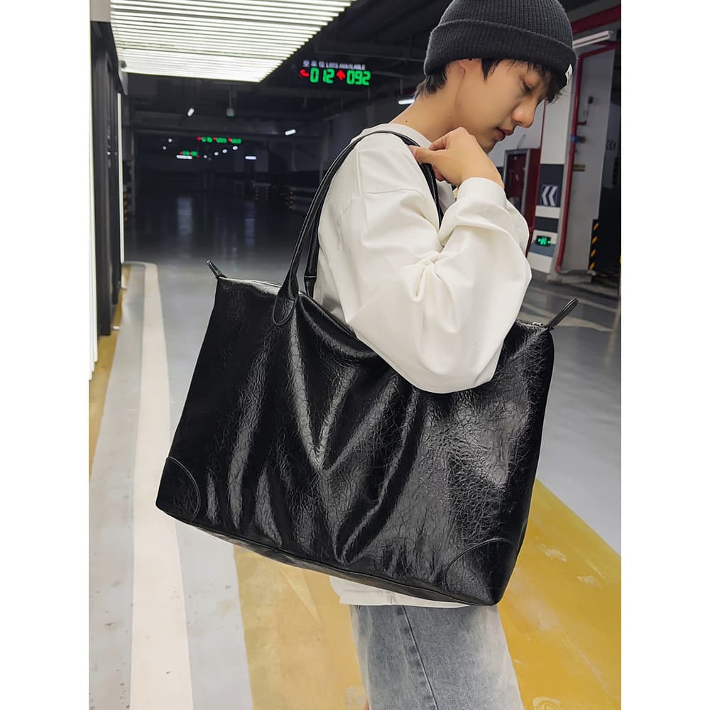 Textura bolsa de grande capacidade feminina 2025 nova Casual All-Match bolsa masculina Commuter sacola na moda bolsa de