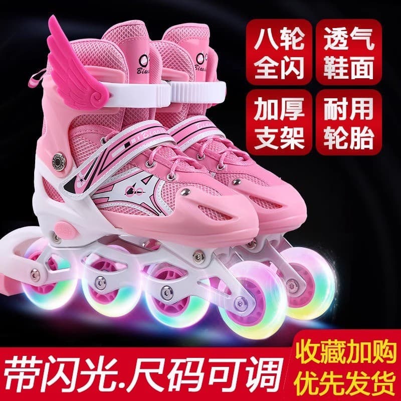 Patins crianças conjunto completo 3-5-6-8-10 anos de idade patins Inline ajustável meninos meninas adultos iniciantes