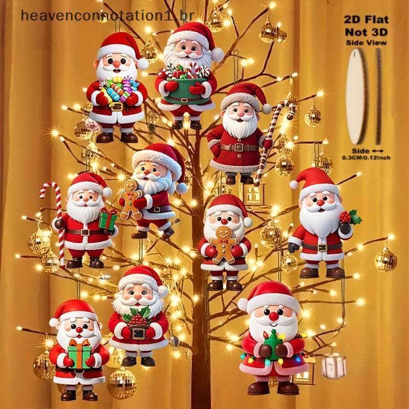 heav 10 Pçs Natal De Madeira Gengibre Homem Papai Noel 2D Plana Pingente Decoração Da Árvore De Perfeito Presente Do Fer