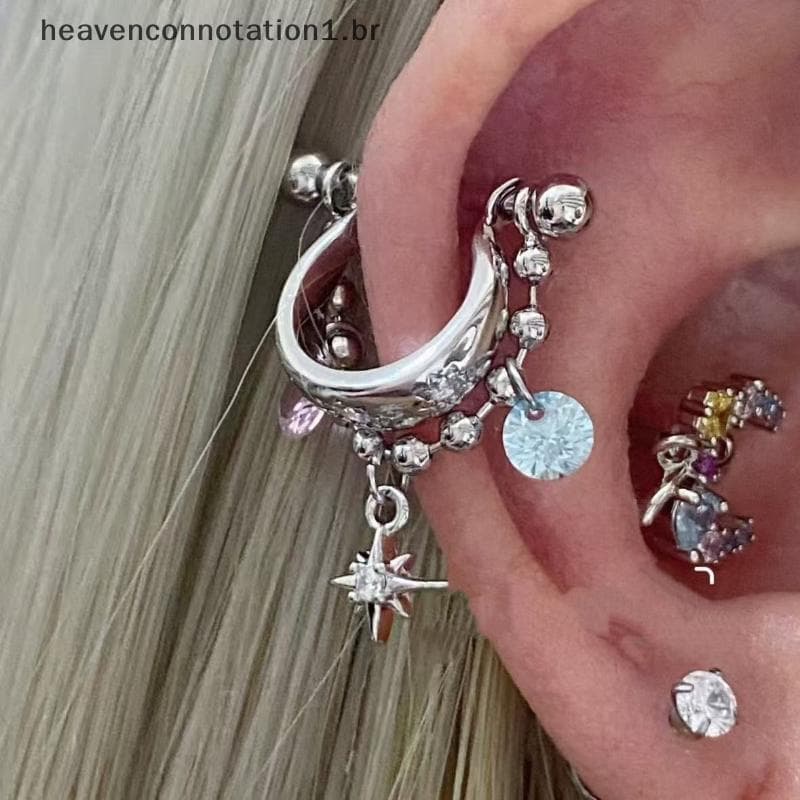 heav Nova Moda Cruz Orelha Osso Prego Brilhante Zircão Na Brinco Para Mulheres Acessórios De Piercing Corporal BR