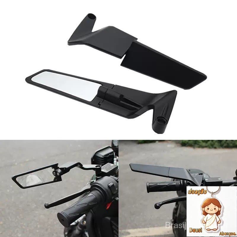 Espelho Retrovisor Modificado Para Motocicleta, Adequado Para Refletor De Asa Fixa Universal Kawasaki Yamaha Honda