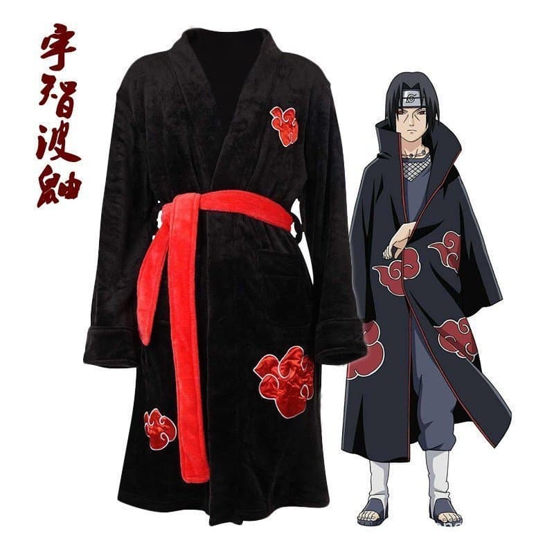 Roupão de Cosplay do Anime Naruto para Outono e Inverno, Pijama de Flanela Macia, Roupa de Dormir Quente Unissex para o